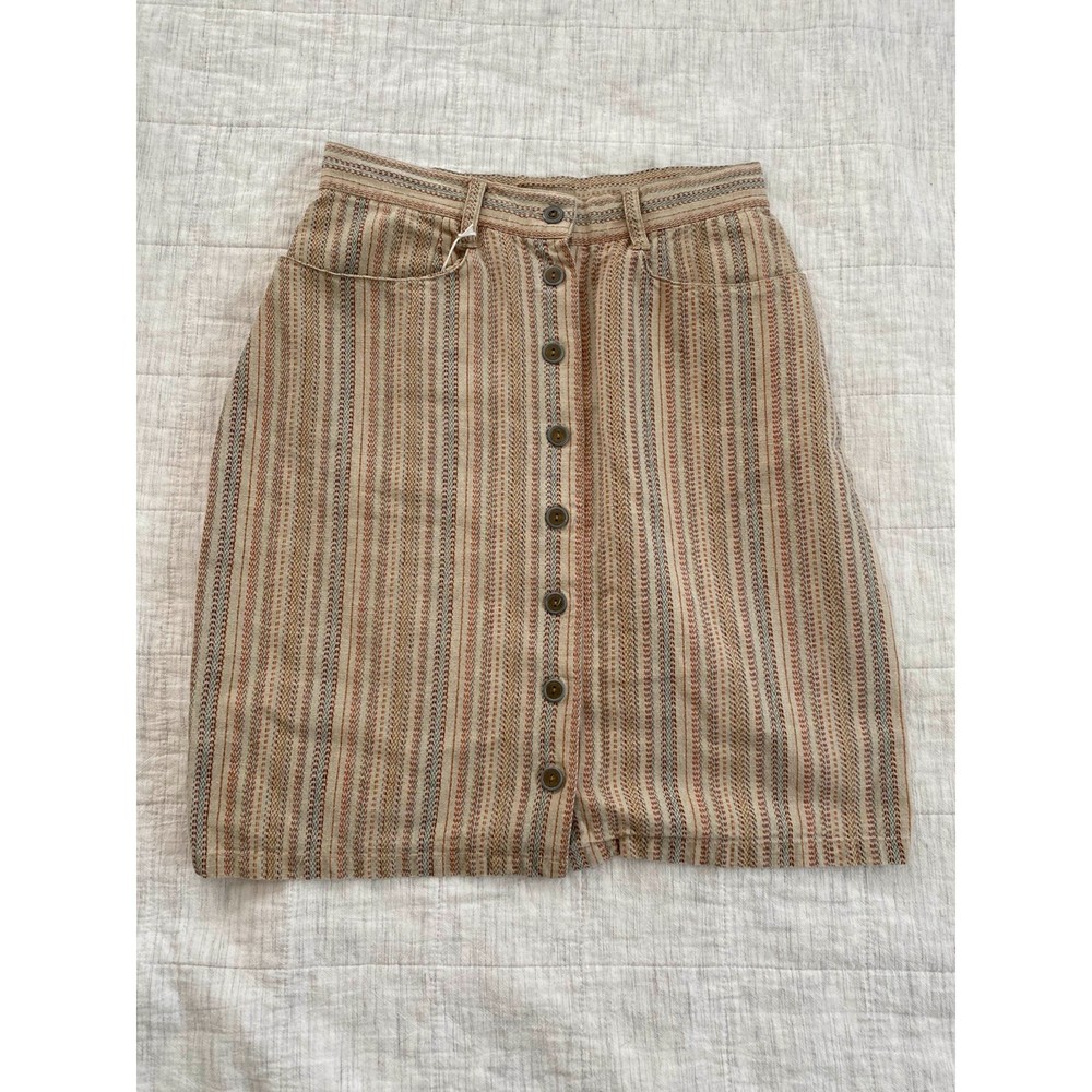 Button up mini with patterned stripes